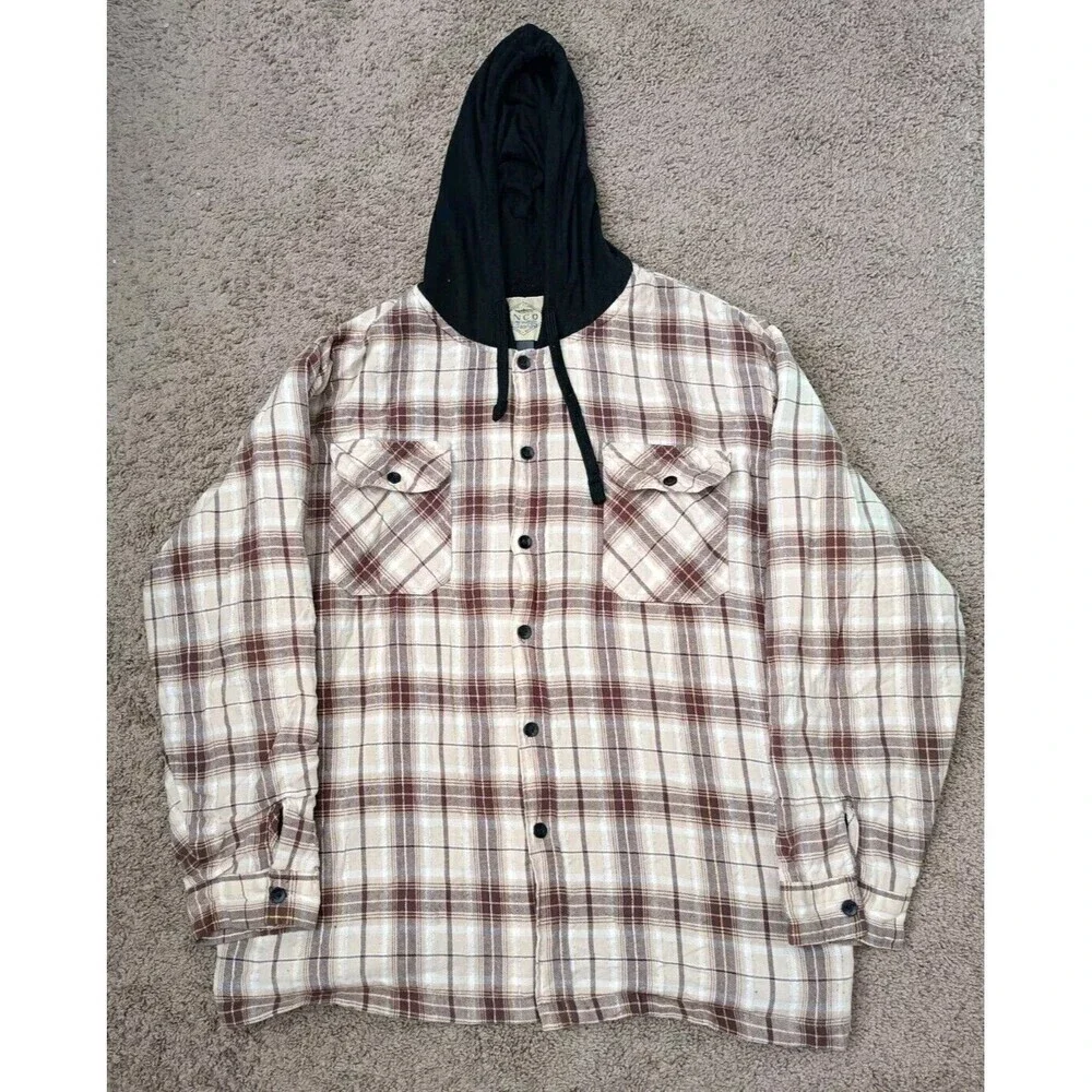 Jnco Hoodie Women's Size XL Plaid Fleece Button Up Long Sleeve - Picture 1 of 6